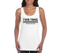 Tribal T-Shirts 2 Tone Too Much Too Young Narrow Logo Ska Women's Vest Top (XXL, White)