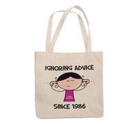 Tribal T-Shirts 40th Gift Bag -100% Cotton Shoulder Tote with Funny Ignoring Advice Since 1986 Design - Funny 40th Birthday Gifts for Women - Eco-Friendly 40th Birthday Gift Bag