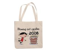 Tribal T-Shirts Blowing Out Candles Since 2008 18th Birthday Gift Bag - Reusable 100% Cotton Shoulder Tote 42x38cm, Vibrant Print - Eco-Friendly 18th Birthday Bag.