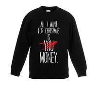 Tribal T-Shirts Boys All I Want for Christmas is Money Bah Humbug (Age 14 to 15, Black)
