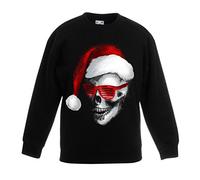 Tribal T-Shirts Boys Santa Claus Skull Father Christmas Bah Humbug (Age 12 to 13, Black)