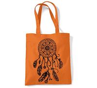 Tribal T-Shirts Dreamcatcher Native American Hipster Large Print Tote Shoulder Shopping Bag (Orange)