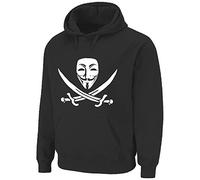Tribal T-Shirts Mens Anonymous Mask Piracy Hoody (Large, Black)
