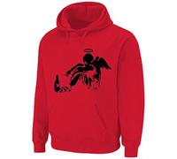 Tribal T-Shirts Mens Banksy Fallen Angel Hoody (Medium, Red)