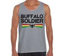 Tribal T-Shirts Mens Buffalo Soldier Reggae Vest Top (Large, Light Grey)