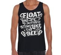 Tribal T-Shirts Mens Float Like a Butterfly Sting Like a Bee Boxing Vest Top (Small, Black)