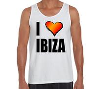 Tribal T-Shirts Mens I Love Ibiza Vest Top (2XL, White)