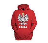 Tribal T-Shirts Mens Polish Eagle Polska Flag Hoody (Large, Red)