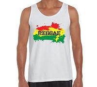 Tribal T-Shirts Mens Reggae Splash Vest Top (Large, White)