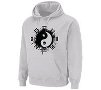 Tribal T-Shirts Mens Yin and Yang Hoody (XL, Light Grey)