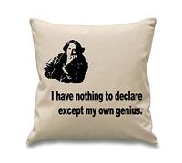 Tribal T-Shirts Oscar Wilde I Have Nothing to Declare Except My Own Genius 18" x 18" Filled Sofa Throw Cushion (Cream)