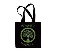 Tribal T-Shirts Powered By Plants Vegan Vegetarian Tote Shoulder Bag (Black)