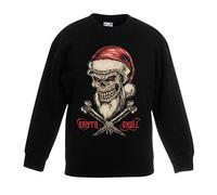 Tribal T-Shirts Santa Skull and Cross Bones Christmas Childrens Kids Sweatshirt Jumper (12 to 13, Black)