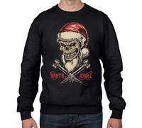 Tribal T-Shirts Santa Skull and Cross Bones Christmas Men's Sweatshirt Jumper (Small, Black)