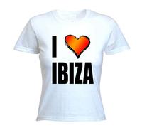 Tribal T-Shirts Womens I Love Ibiza T-Shirt (Small (Dress Size 10)) White