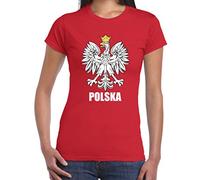 Tribal T-Shirts Womens Polish Eagle Polska Flag T-Shirt (Large, Red)