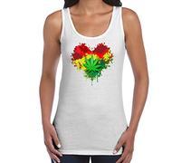 Tribal T-Shirts Womens Rasta Heart Reggae Vest Vest Top (Large, White)