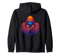 Tribal Tatoo Gorilla Face Fierce Jungle Vibe Art Zip Hoodie