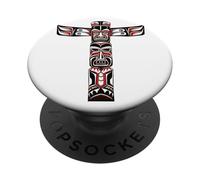 Tribal Totem Pole Red Black Indigenous Inspired PopSockets Adhesive PopGrip
