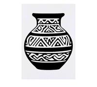 'Tribal Traditional Pot' Temporary Tattoo - Water Resistant, Skin-Safe, Non-Toxic Transfer (TO00081481)