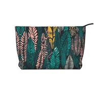 Tribal Tropical Jungle Forest Palm Tree Corduroy Makeup Bag Travel Organizer Bag Cosmetic Bag Large Wide-Open Pouch