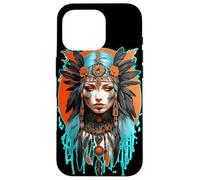 Tribal Warrior Cyberpunk Princess Native Woman Headdress Case for iPhone 16 Pro