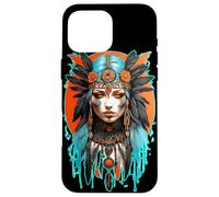 Tribal Warrior Cyberpunk Princess Native Woman Headdress Case for iPhone 16 Pro Max