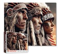 Tribal Warrior Strength 1000 Piece Jigsaw Puzzles for Adults American Tribes Puzzles South Africans Puzzle for Home Decoration Gifts Family Puzzle Perfect for Game Nights 19.7" x 27.6 "