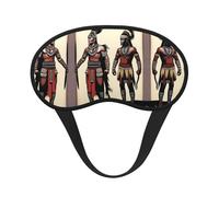 Tribal Warriors Print Blackout Sleep Mask - Light-Blocking, Comfortable, Ideal for Travel, Camping, Meditation, and Yoga