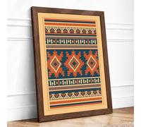 Tribal Weave Geometric Framed Wall Art Print A2 (59.4×42cm) Walnut, Wall Decor for Living Room, Bedroom, Office & Home, Ready to Hang, Art Gift