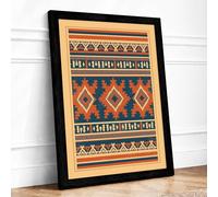 Tribal Weave Geometric Framed Wall Art Print A4 (29.7×21cm) Black, Wall Decor for Living Room, Bedroom, Office & Home, Ready to Hang, Art Gift