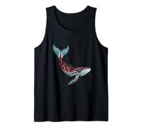 Tribal Whale Ocean Spirit Artwork in Red and Teal Tank Top