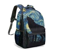Tribal Wolf All Over Print Backpack 16 Inch Spirit Animal Native American Style Totem Art School Bag for Kids Women Girls (19)