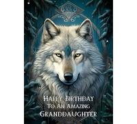Tribal Wolf Art Birthday Card For Granddaughter (Design 4)