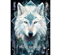 Tribal Wolf Art Birthday Card For Son (Design 5)