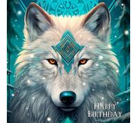 Tribal Wolf Art Birthday Square Card (Design 4)