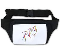 Tribal Wolf Flame Colorful Native Art Waist Bag Fanny Pack White