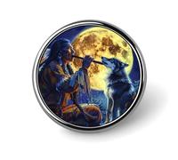 Tribal Wolf Song Native American Brooch Pins Lightweight Badge Lapel Pins