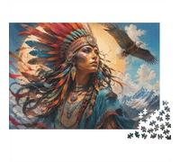 Tribal Woman Eagle 1000 Pieces Mini Jigsaw Puzzle for Adults | 38x26cm Cardboard Home Decor Durable Structure Birthday Gift Mind Relaxation