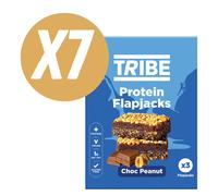 Tribe Chocolate Peanut Protein Flapjacks (3 x 38g Multipack) - Case of 7 [Best Before: 03/08/2025]