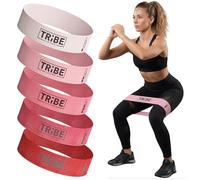 Tribe Lifting Fabric Resistance Bands for Working Out - 5 Exercise Bands Set for Legs and Glutes - Booty Bands for Women and Men - Thick Cloth Workout Bands for Physical Therapy, Hip Training