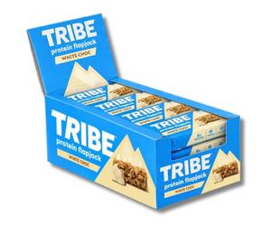 TRIBE Protein Flapjack White Choc Chip (12 x 50g) | High Protein Vegan & Gluten Free Snack | Energy Bar | Plant Based Healthy Snack | 7g Protein & 6g Fibre | Dairy Free & Natural