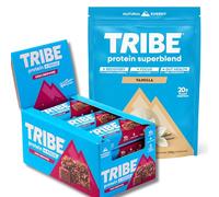 TRIBE Protein Wellness Bundle - 12x Choc Brownie Protein + Focus Bars & 500g Vanilla Superblend Shake - 100% Natural Ingredients, Vegan & Gluten Free.