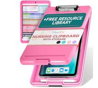 Tribe RN Pink Plastic Letter Clipboard with 200 Sheet Capacity and Modern Design - Nursing Clipboard with Storage and Quick Access Reference Guide