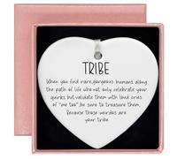 Tribe Theme-Funny Friendship Gift-Group Friend Present-Unique Bridesmaid Present-Love My Tribe,Wedding Graduation Birthday Chirstmas Gift-Ceramic Heart Shaped Ornament with Box