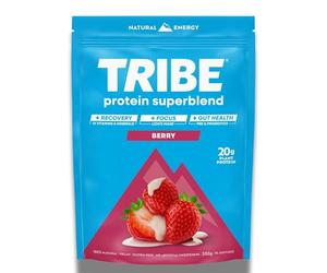TRIBE Vegan Protein Superblend | 500g | 20g Protein | Recovery, Focus and Digestion | Plant-Based Nutrition Shake | Lion's Mane, Ashwagandha & Magnesium | Berry Flavour