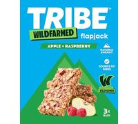 TRIBE x Wildfarmed Oat Flapjack Bar - 3 Bars - Apple & Raspberry - Delicous Taste, Slow Release Energy - Natural Ingredients, Vegan, Sustainable Oats, High In Fibre - Energy Snack Cereal Bar