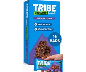 TRIBE x Wildfarmed Vegan Flapjack Bars - Choc Hazelnut Oat Bars (16 x 50g Multipack Box) | Healthy Energy Snacks | Source Of Fibre, Natural Ingredients | Sustainable Oats | Breakfast Bars