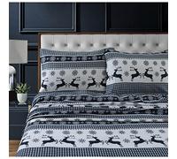 Tribeca Living 100% Cotton Flannel Sheet Set - 200 GSM, Deep Pocket, Ultra Soft & Cozy, King, Gingham Deer