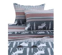 Tribeca Living 100% Cotton Flannel Sheet Set - Deep Pocket, 170-GSM, Ultra Soft & Cozy Bedding for Winter, Full, Winter Reindeer